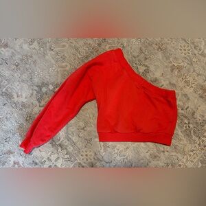 Red one shoulder sweatshirt